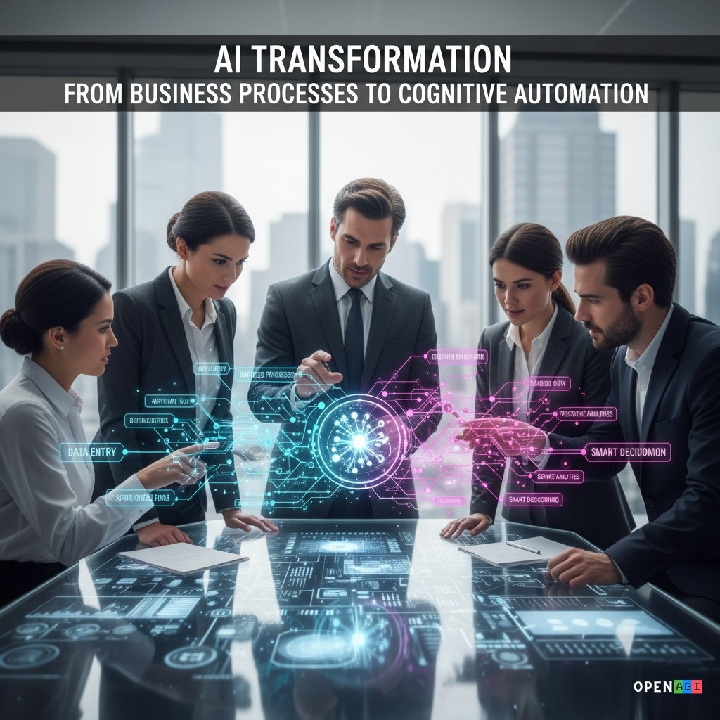 AI transformation involves integrating AI into business processes to enhance efficiency, decision-making, and customer experience. This includes automating tasks, improving data analysis, and enabling real-time insights.